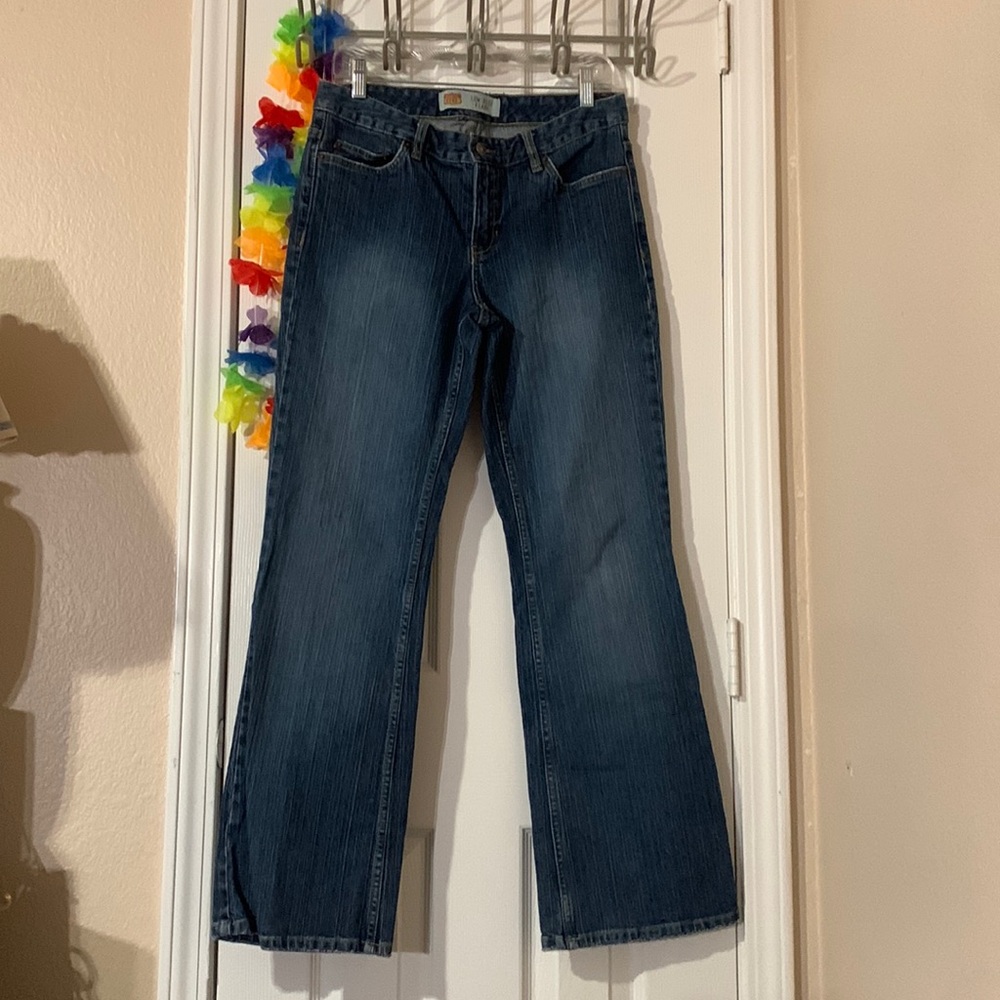 Brand- Route 66.      Style- Low rise flare jeans .     Size- Women’s 8